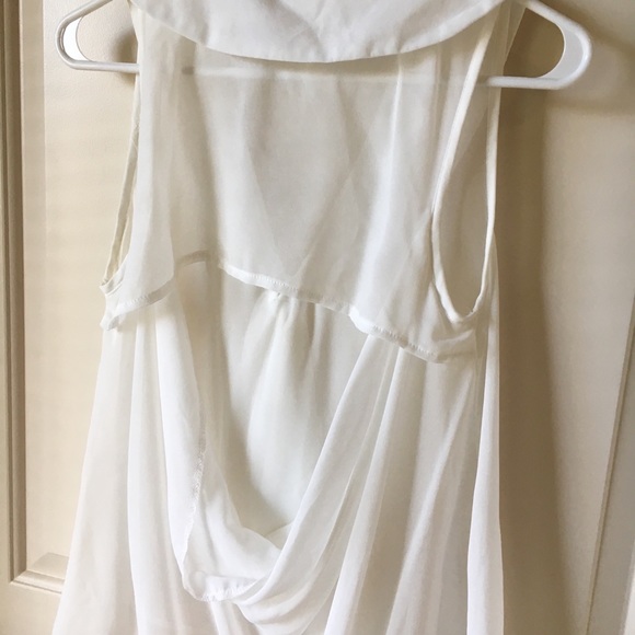 White sheer blouse with tie in front - Picture 4 of 5